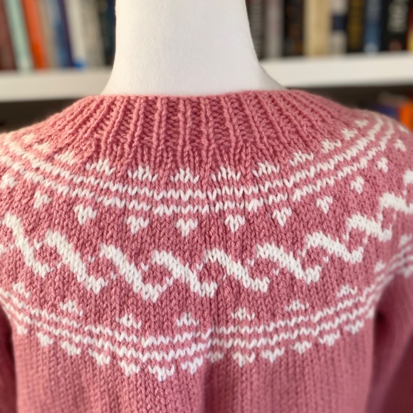 Vintage Pink and White Women's Cardigan Sweater - Picture 5 of 8